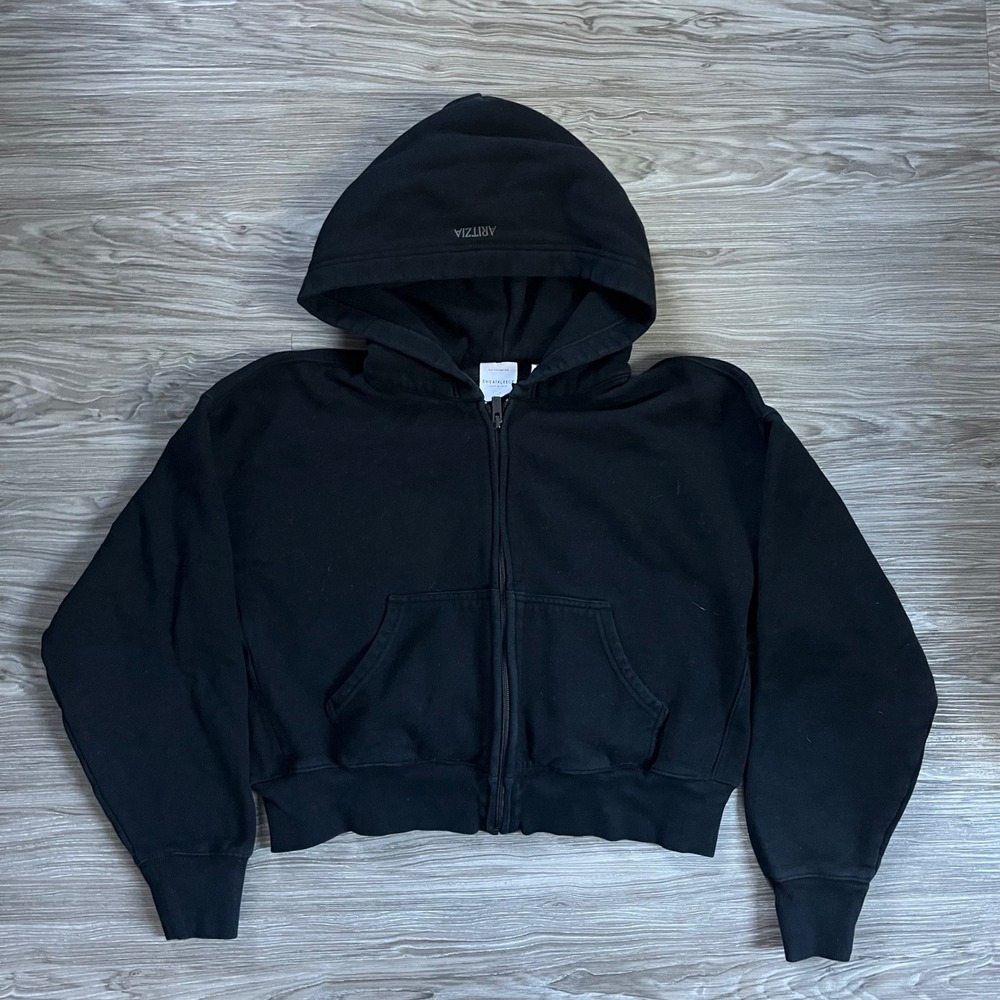 Aritzia Tna Sweatfleece Cozy Fleece Boyfriend Fit Zip Hoodie Black Womens Medium
